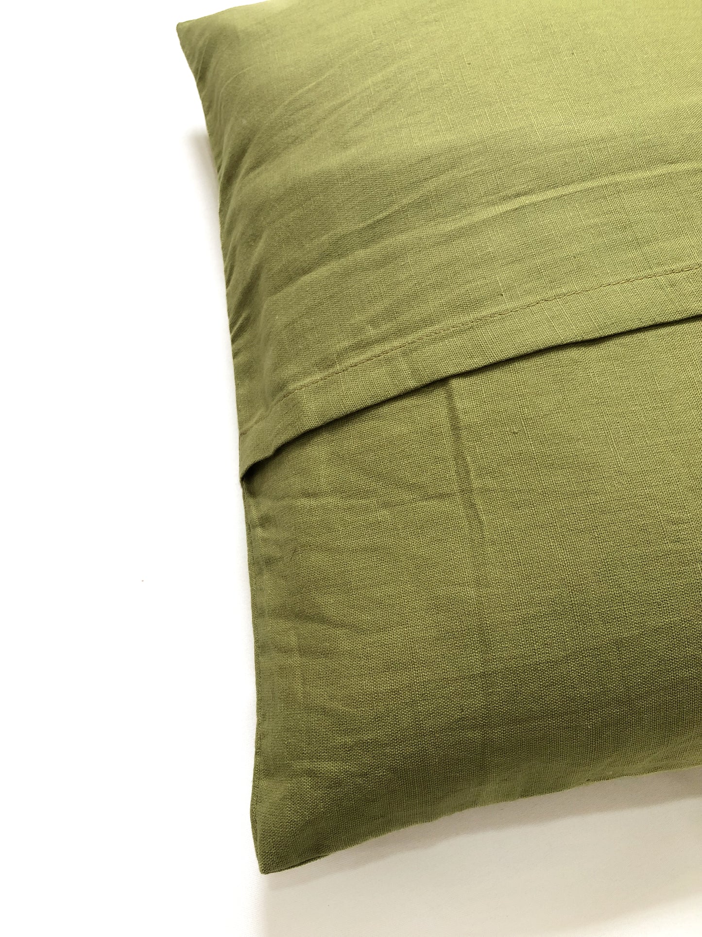 Olive Aura Cotton-Linen Solid Cushion Cover