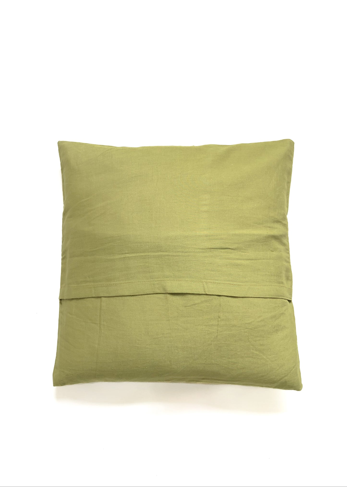 Olive Aura Cotton-Linen Solid Cushion Cover