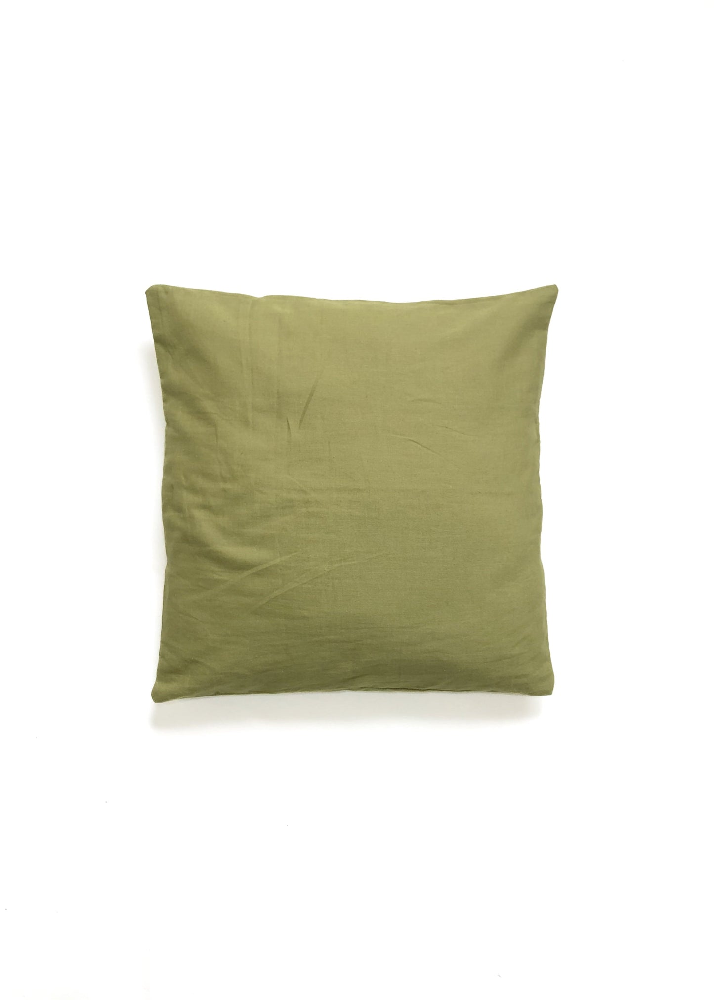 Olive Aura Cotton-Linen Solid Cushion Cover