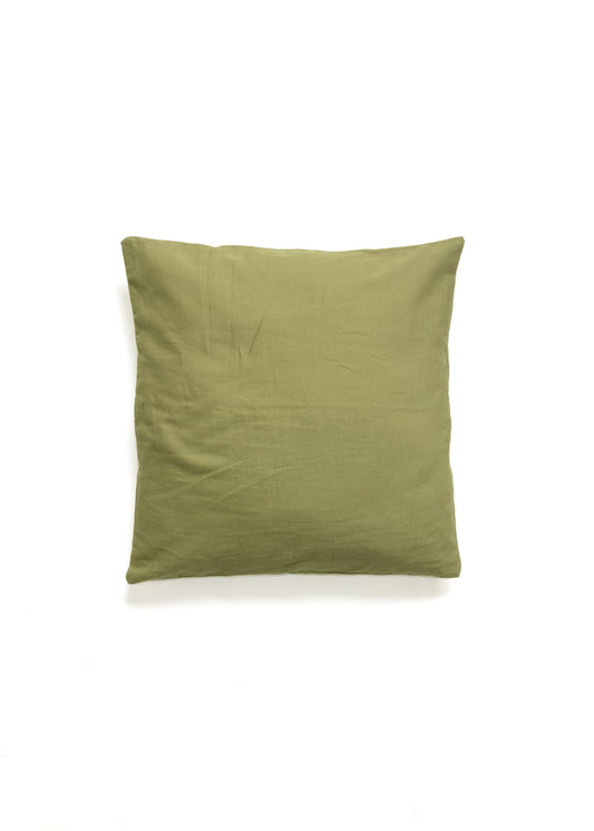 Olive Aura Cotton-Linen Solid Cushion Cover