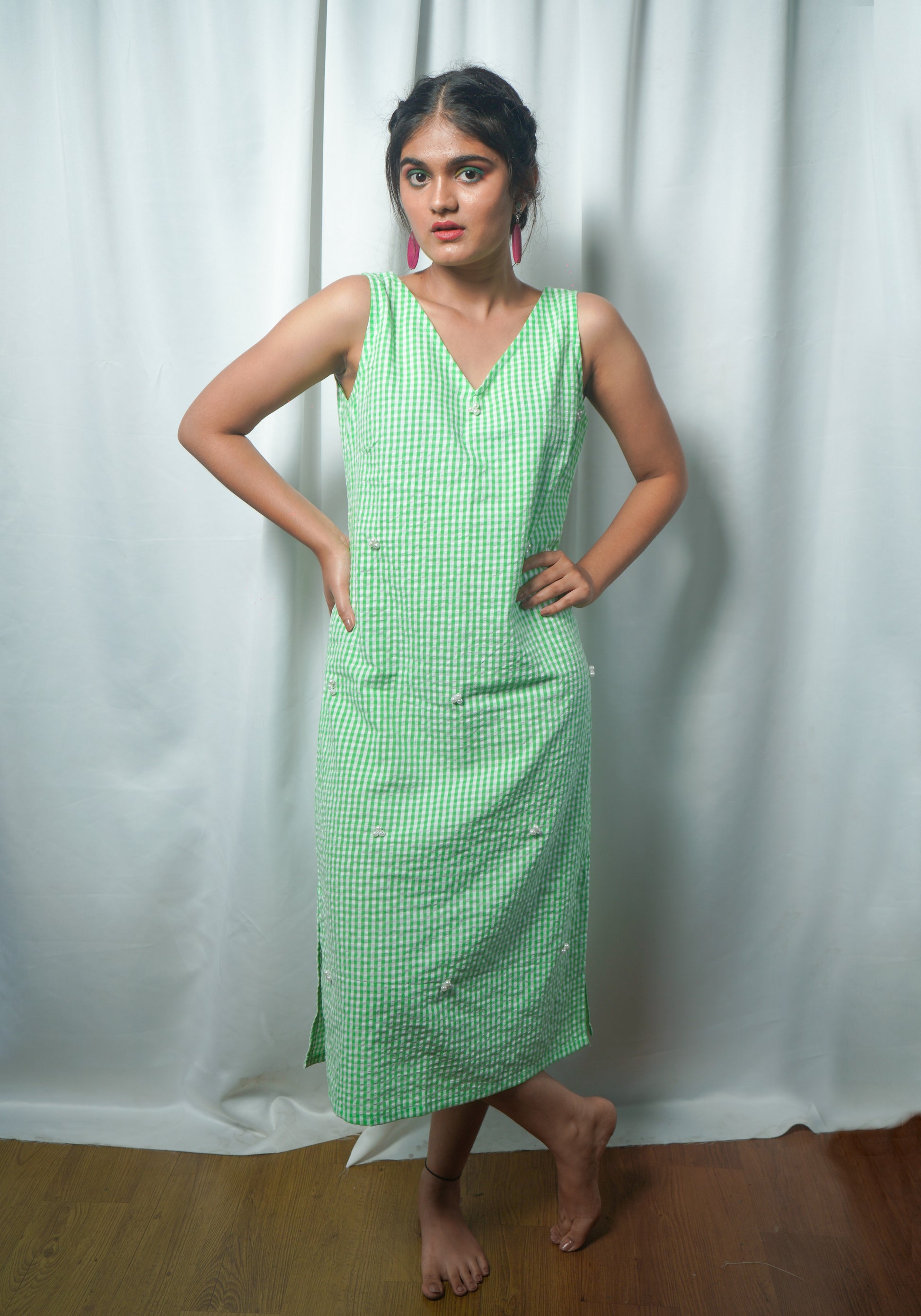 Gingham Check Shift Dress