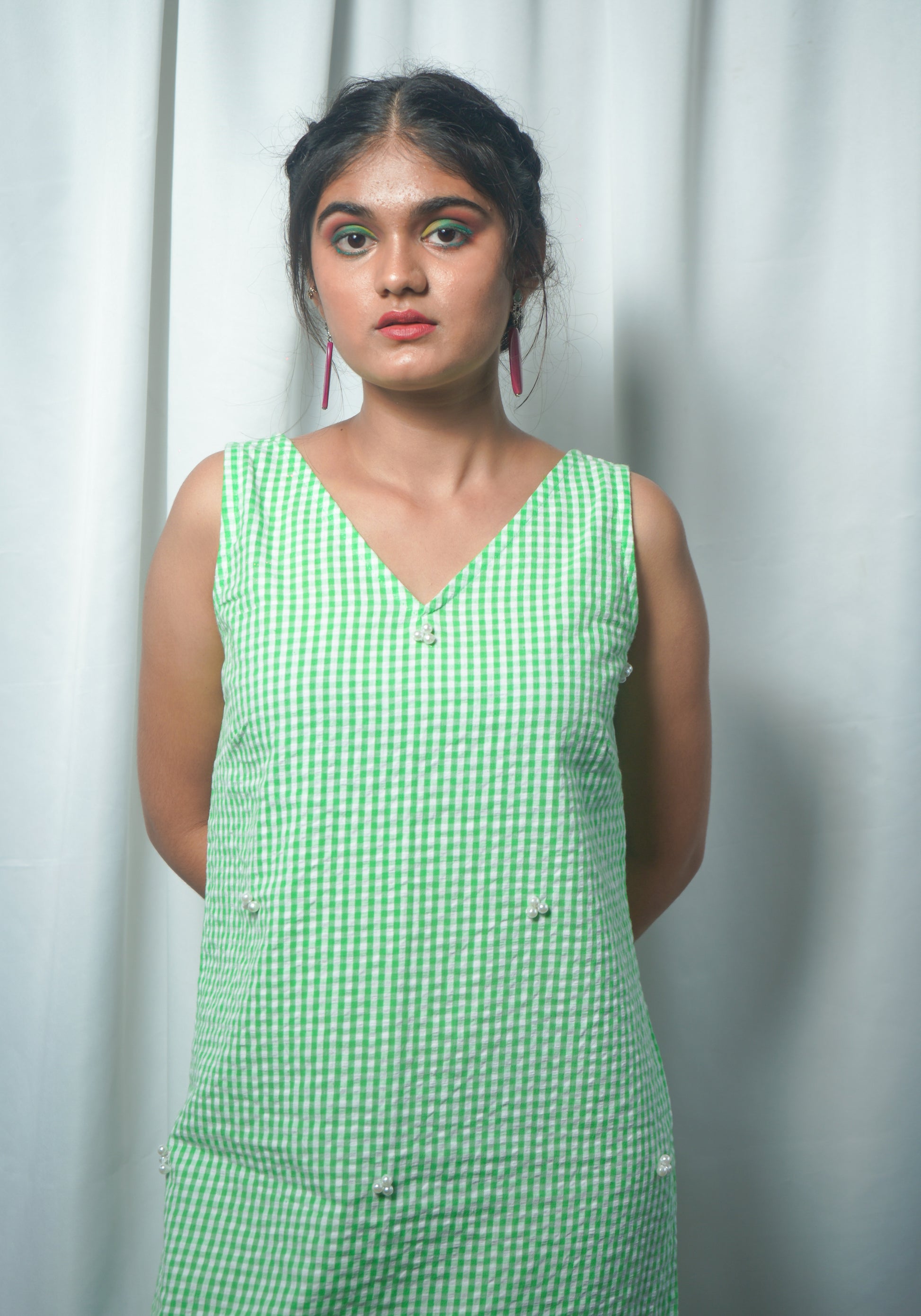Gingham Check Shift Dress